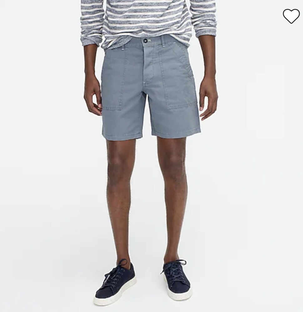 J. Crew 8" CAMP SHORT IN COTTON-LINEN SIZE 34 SKYLARK BLUE NWT